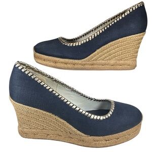 Jack Rogers Palmer Closed Toe Wedge Espadrille Woman Sz 8.5 M Navy Blue